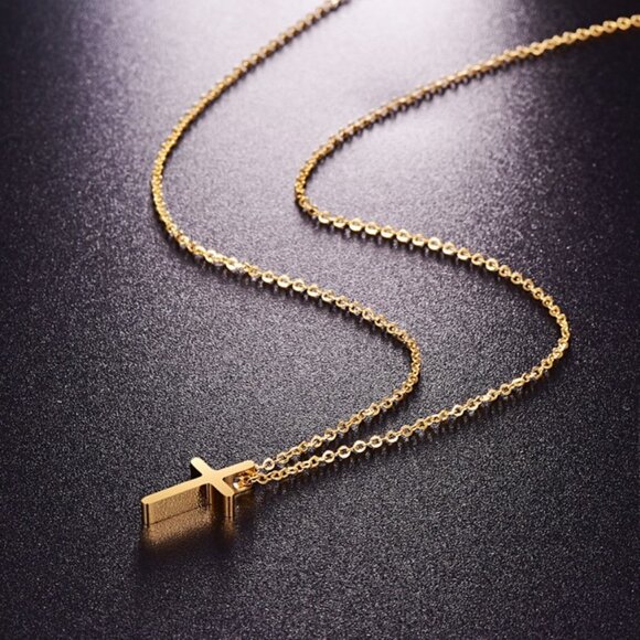 Cross necklace jewelry fashion religious dainty small minimalist gold silver new - Picture 2 of 5